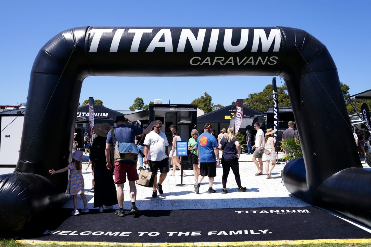 Titanium Caravans entrance arch at a caravan show