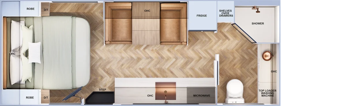 20'0 Front Door (200FD) floor plan - Titanium Caravans